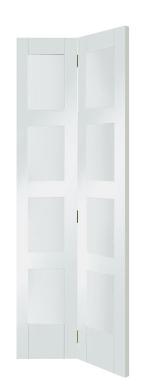 Shaker 4 Panel White Glazed Bi Fold Door Shaker 4 Panel White Glazed Bi Fold Door